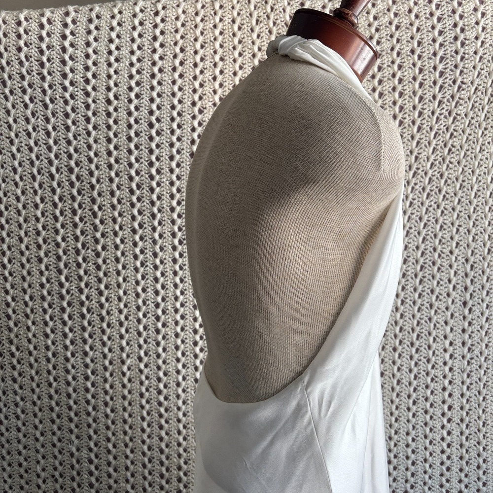 Show Me Your Mumu Jasmine Dress Halter Mini Dress Backless Satin White Size M - Picture 6 of 14